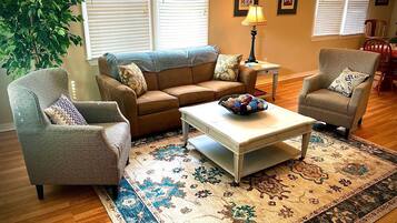 Smart TV, books, music library, stereo