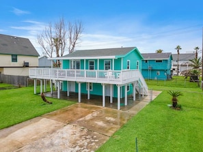 Exterior - Beach Bungalow with Large Deck, Steps to Beach (Galveston)