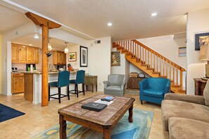 智能电视、壁炉、DVD 播放器、书