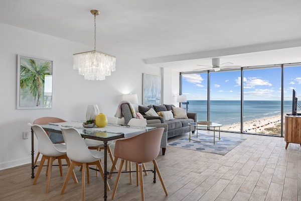 Stunning view from those floor to ceiling windows. Large open floor plan.