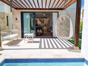 Casa adosada panorámica, 2 habitaciones, piscina privada, vistas al campo de golf | Terraza o patio