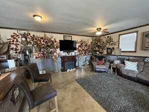 TV, fireplace - Cache Landing Lodge  (Wynne)