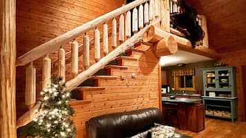 Smart TV, fireplace, DVD player, video library