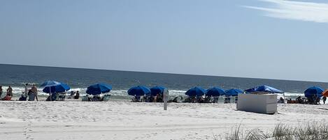 On the beach, beach towels