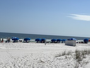 On the beach, beach towels
