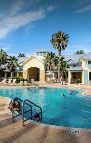 Outdoor pool, a heated pool - Palm Coast Paradise - 5BR 4BA, Private Pool, 1 Min walk to Beach, Family Retreat (Palm Coast)