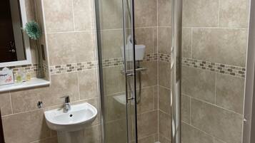 Shower, slippers, towels