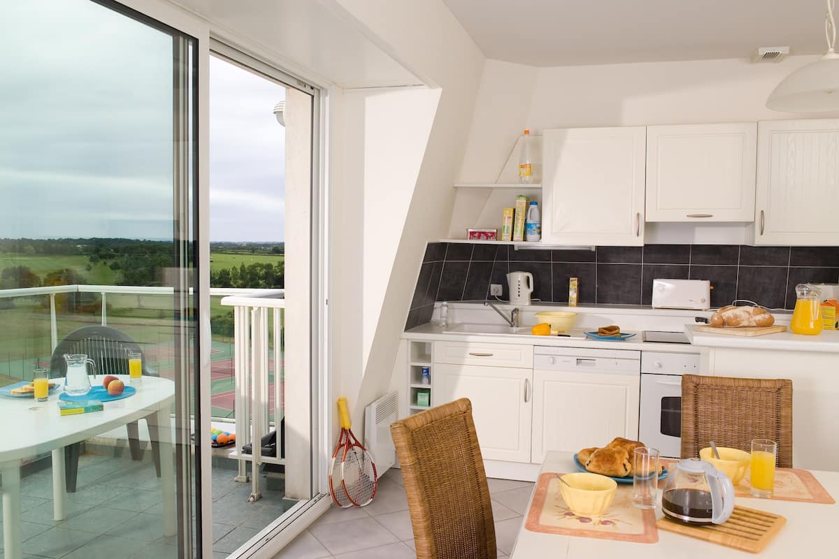 Fridge, stovetop, dishwasher, electric kettle