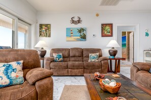 House, 4 Bedrooms | Living area - West Beach - Stay On The Sand! Gulf Views Galore, Only Steps To The Shore! 4 Bedroom Home by RedAwning (Dauphin Island)