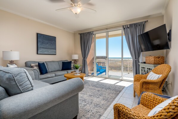 Condo, 3 Bedrooms | Living room - Rambl One - Gulf Facing - Beach Club Amenities Including Two Pools And A Boardwalk! Recently Remodeled And Refurnished 3 Bedroom Condo by RedAwning (Dauphin Island)