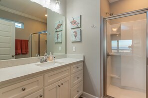 House, 5 Bedrooms | Bathroom | Towels, shampoo, toilet paper - Blue Oasis - Private Backyard Beach - Pool, Hammocks, Kayaks, Even Crab Traps So You Can Catch Dinner! 5 Bedroom Home by RedAwning (Dauphin Island)