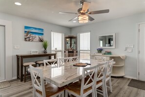 House, 4 Bedrooms | Private kitchen | Fridge, oven, stovetop, coffee/tea maker - Strand Castle - Gulf Front! An Ideal Layout With Game Room, Small Private Pool, And Roof Top Crow's Nest! 4 Bedroom Home by RedAwning (Dauphin Island)