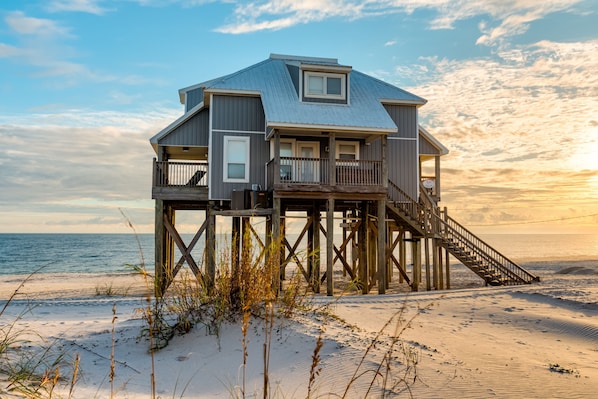 House, 4 Bedrooms | Exterior - Strand Castle - Gulf Front! An Ideal Layout With Game Room, Small Private Pool, And Roof Top Crow's Nest! 4 Bedroom Home by RedAwning (Dauphin Island)