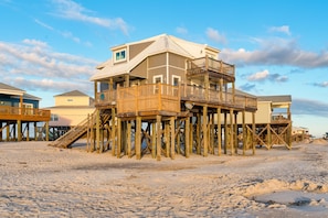 House, 4 Bedrooms | Exterior - Strand Castle - Gulf Front! An Ideal Layout With Game Room, Small Private Pool, And Roof Top Crow's Nest! 4 Bedroom Home by RedAwning (Dauphin Island)