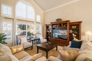 TV, fireplace, offices - @ Marbella Lane - Captivating Home w/Pool (Rowland Heights)