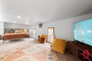 1 bedroom, desk, iron/ironing board, travel cot