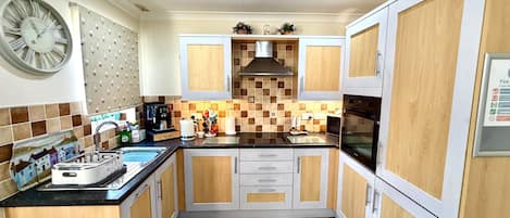 Fridge, dishwasher, electric kettle, toaster