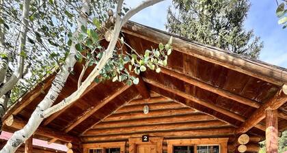 Comfy cabin is situated on the Silver Gate property which overlooks 10,000ft tall mountain peaks surrounding the town.