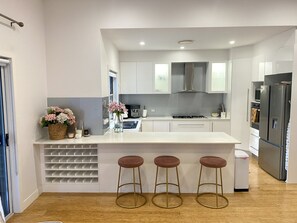 Fridge, microwave, oven, dishwasher