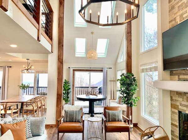 Smart TV, fireplace, video games