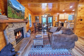 Smart TV, fireplace, video games