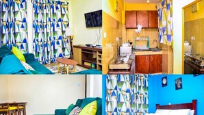 Business Apartment | Living area | 20-inch Smart TV with digital channels, TV - Stay.Plus TRM Business Apartments (Nairobi)