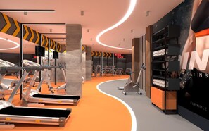A modern gym with treadmills, stationary bikes, and weight machines. - Lago Hotel Ex Azura Deluxe Resort and Aqua Sorgun (Manavgat)