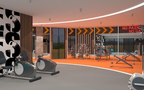 A gym with exercise equipment, a large mirror, and a sign that reads 'NO PAIN NO GAIN'. - Lago Hotel Ex Azura Deluxe Resort and Aqua Sorgun (Manavgat)