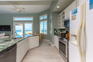 Fridge, microwave, oven, stovetop - @ The Beach - 7BR Oceanfront Home in Hampton Colony (North Topsail Beach)