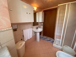 Regadera, secadora de cabello, bidet, toallas 