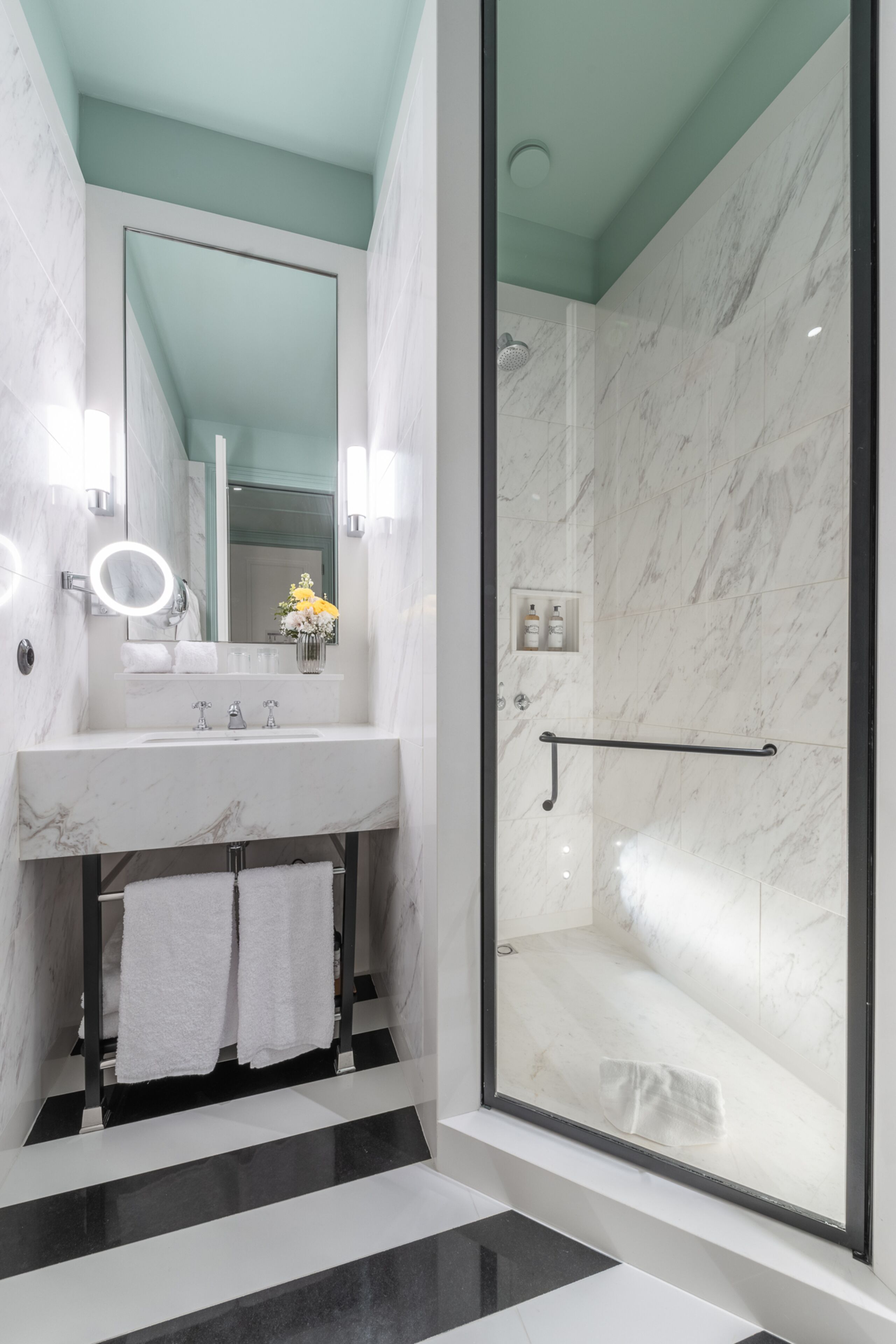 hair dryer, bathrobes, slippers, towels