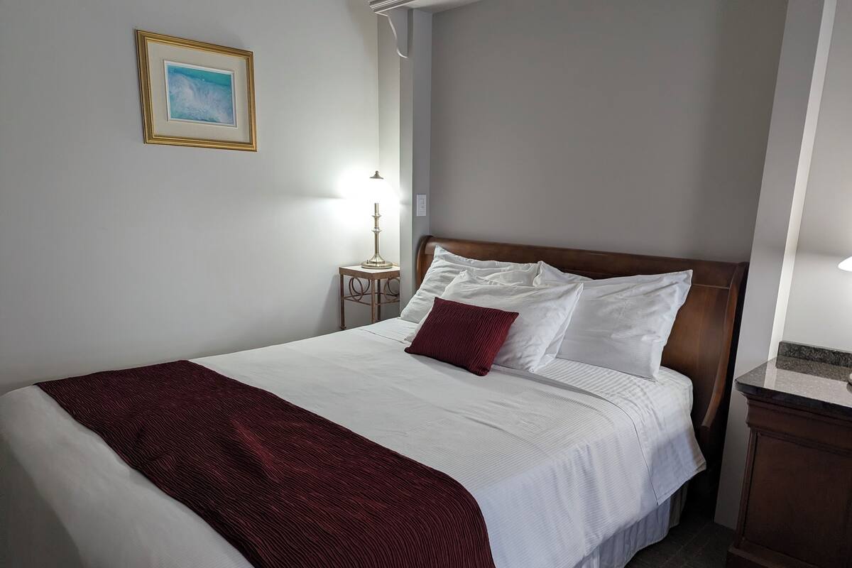 Hypo-allergenic bedding, down duvets, blackout curtains, free WiFi