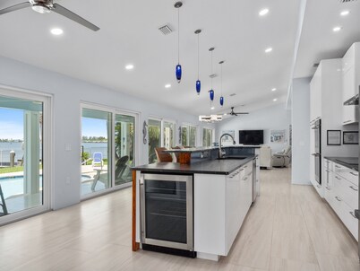 5BR/4.5B Beach House- heated pool, deep water dock, walk to beach!