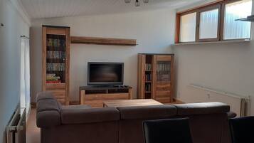 Fernseher, DVD-Player, Bücher, Videothek