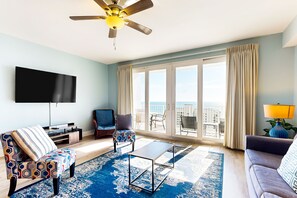 TV, DVD player - 14th floor condo with pool & hot tub access, ocean view, WiFi, W/D, & central AC (Panama City Beach)