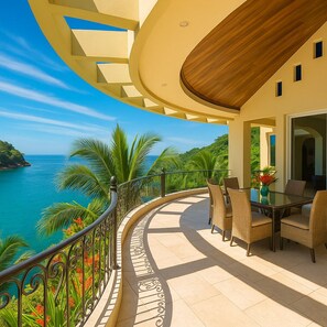 Outdoor dining - Puerto Vallarta ocean frontage luxury  villa for rent (Boca de Tomatlán)