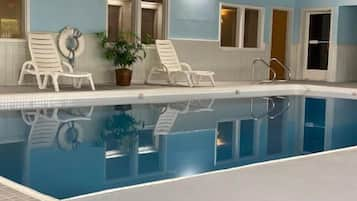 Indoor pool, open noon to 9:30 PM, sun loungers