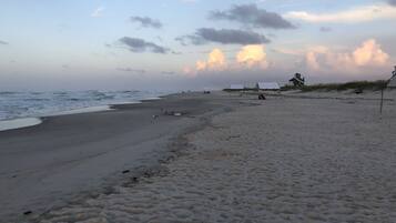 Beach nearby, sun loungers