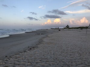 Beach nearby, sun loungers