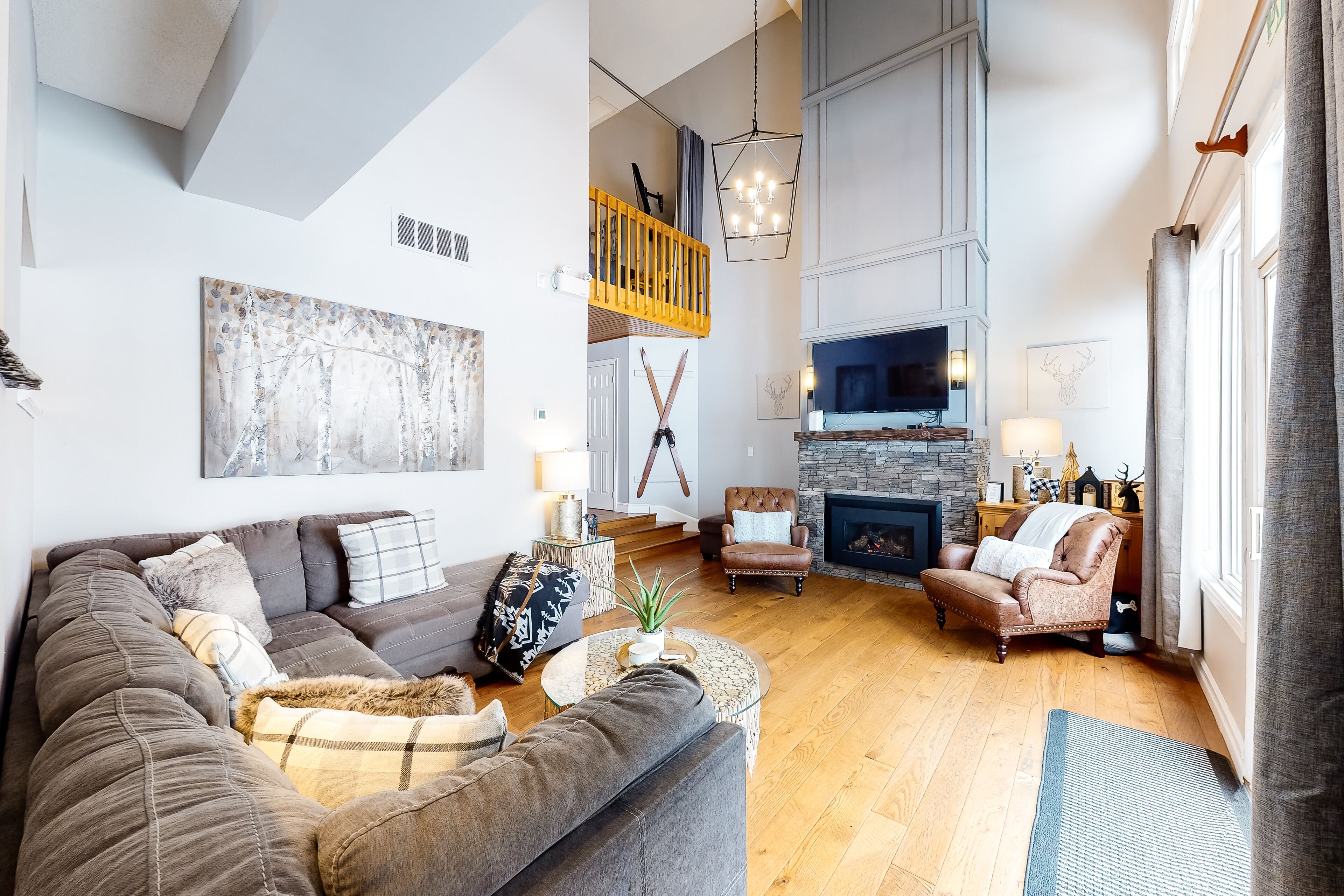 Updated condo with gas fireplace, private sauna, WiFi, central A/C, & W/D