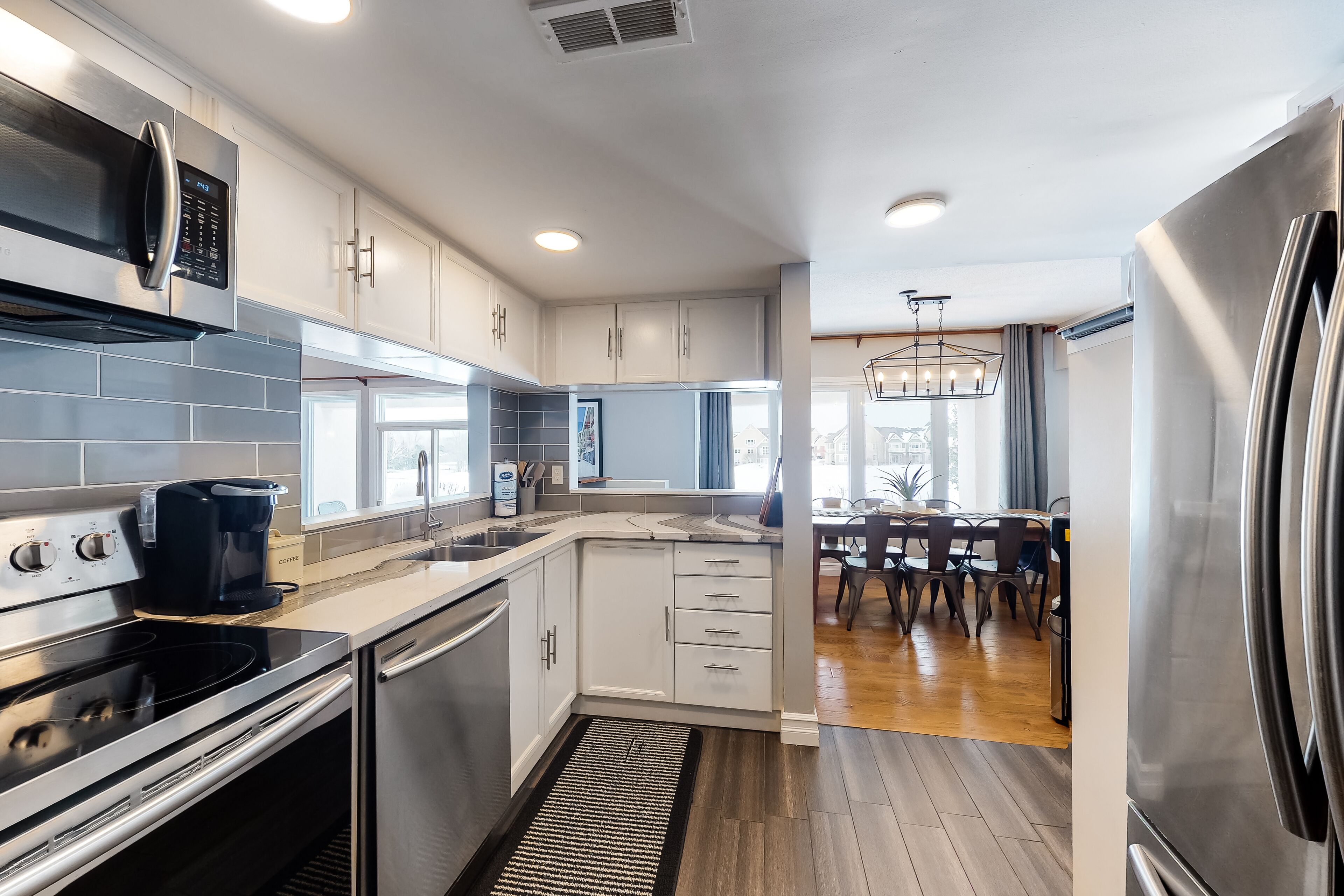 Updated condo with gas fireplace, private sauna, WiFi, central A/C, & W/D