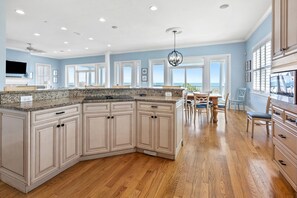 Fridge, microwave, oven, stovetop - Wicker Cottage, 7 Bedroom Oceanfront Luxury Home with Private Pool (North Myrtle Beach)