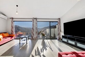 Televisión, chimenea, reproductor de DVD y tenis de mesa 