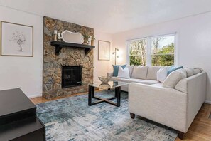 TV, fireplace, offices