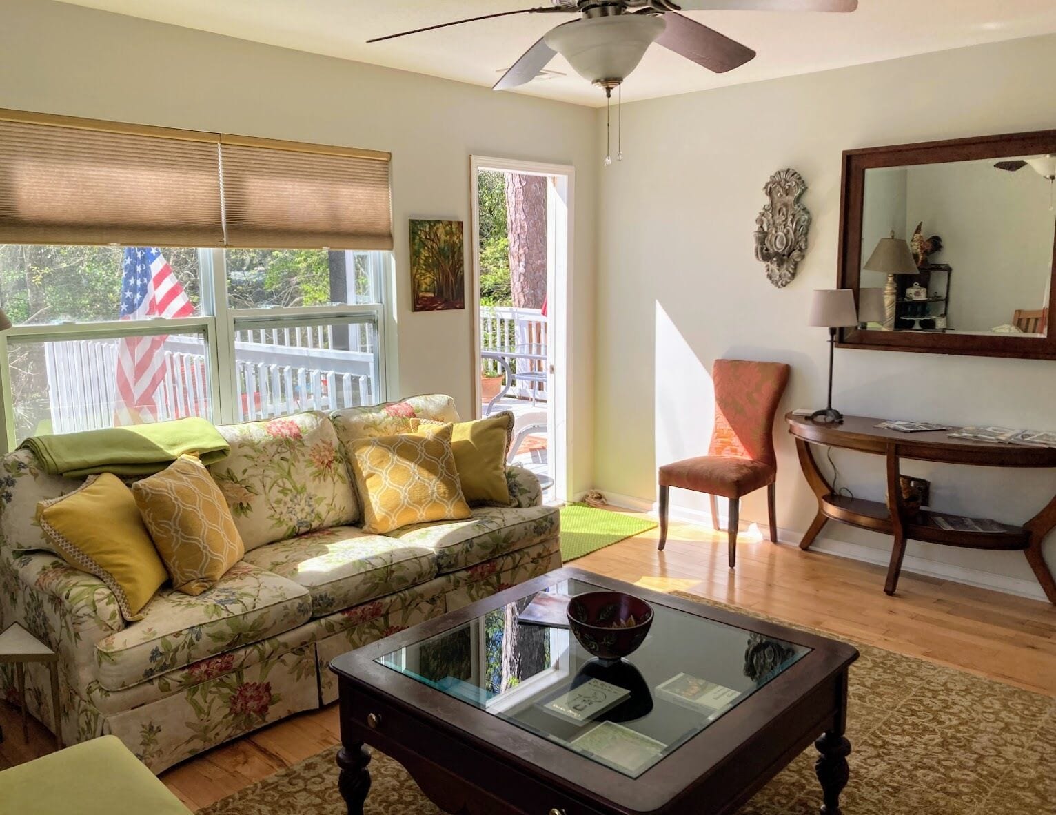 Livingroom area that leads onto private deck.