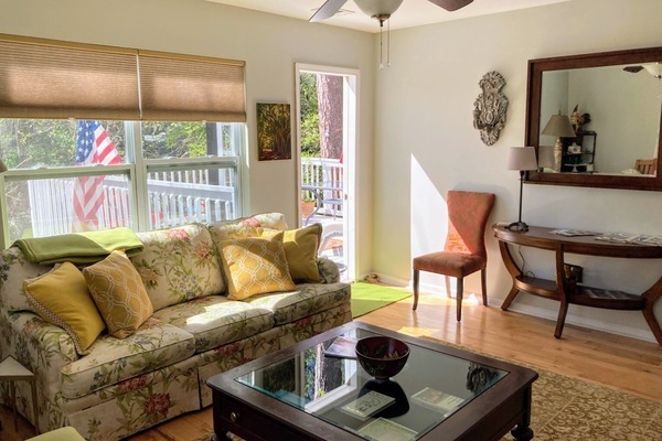 Livingroom area that leads onto private deck.