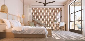 奢华套房 | 1 多间卧室、高档床上用品、记忆海绵床垫、办公桌