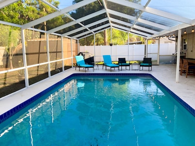 Modern Oasis with Heated Pool near Siesta Key Beach and a Downtown 3BR/2BA