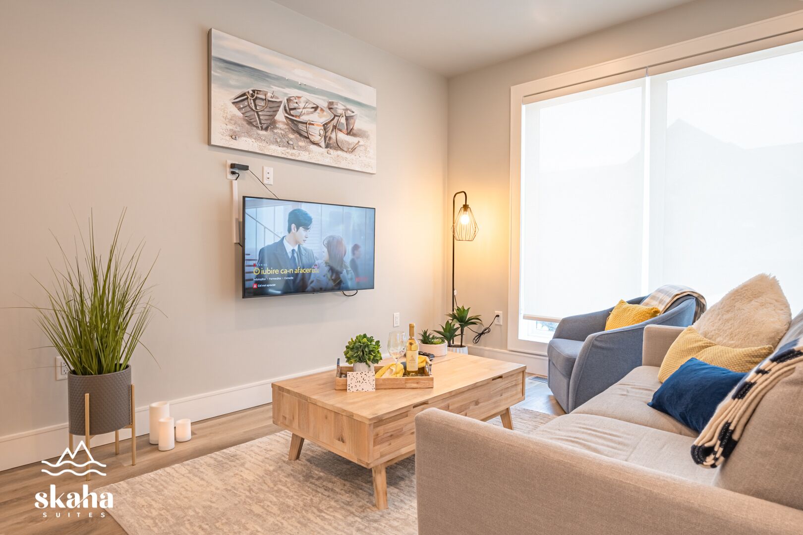 Een smart-tv, boeken en een filmbibliotheek