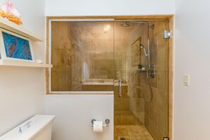 Combined shower/bathtub, hair dryer, towels, soap - 5 BEDROOMS across TWO PENTHOUSES -  BEACHFRONT GRACE BAY - SUMMER SPECIAL! (Grace Bay)
